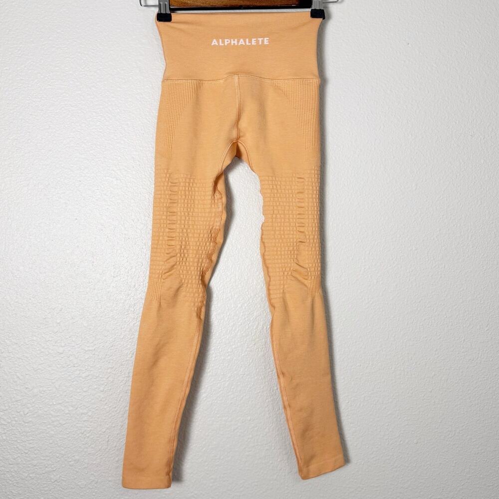alphalete | amplify contour seamless orange compression high rise leggings sz XS
